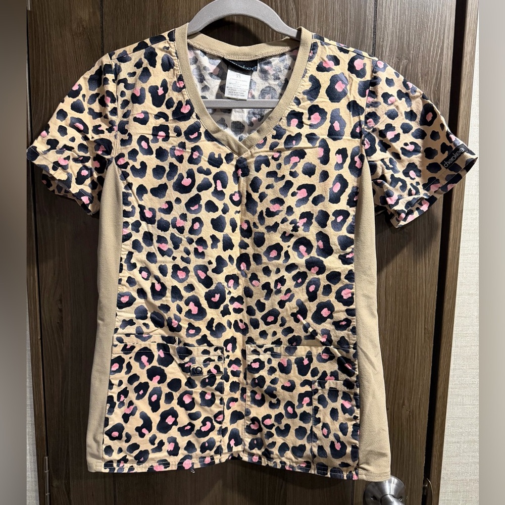 Cherokee Leopard Print Blouse - Pink and Tan
